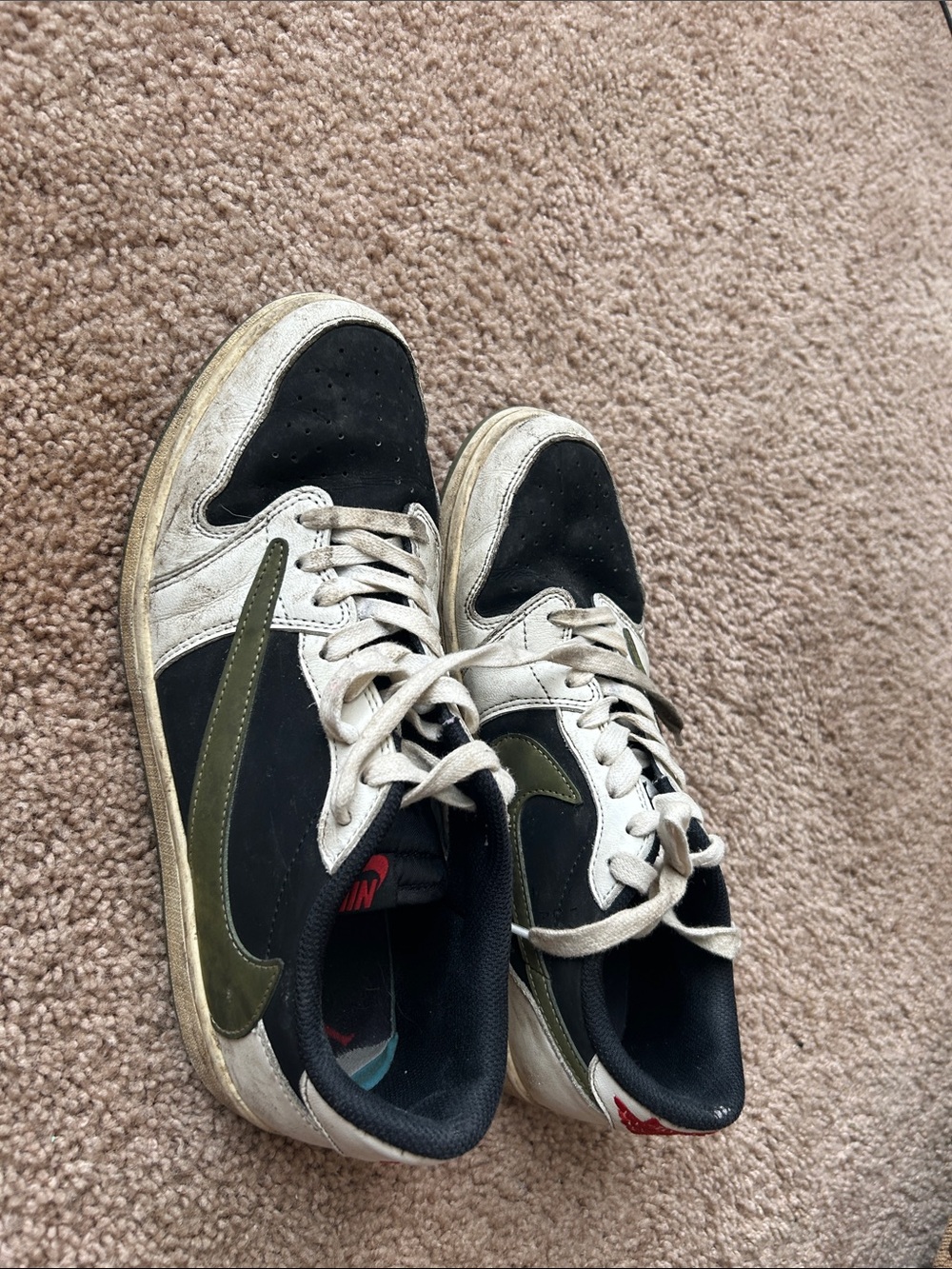 Travis Scott Black and Olive Low-Top Sneakers